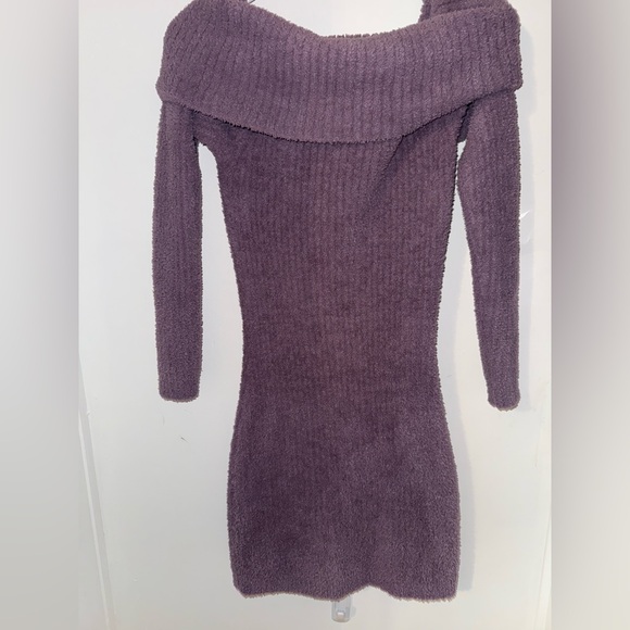 wild fable purple fuzzy knit off the shoulder dress - Picture 2 of 5